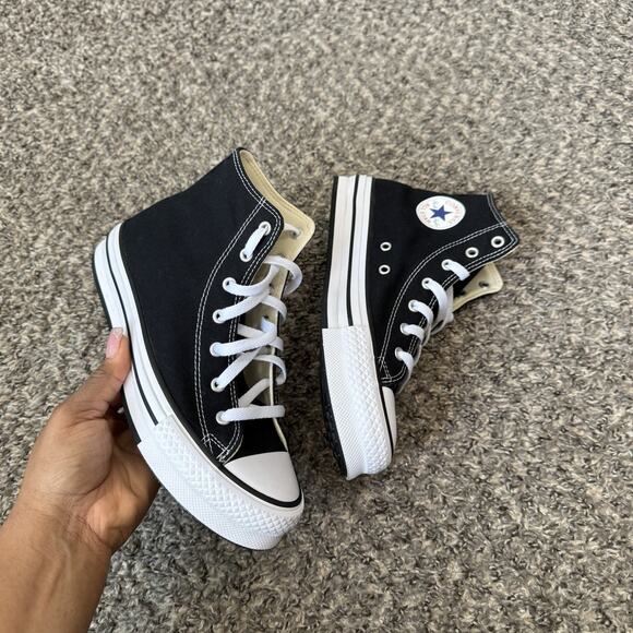 Converse Shoes - Converse Trainers Size US 6 EVA Lift Black White Platform Casual Shoes GS New